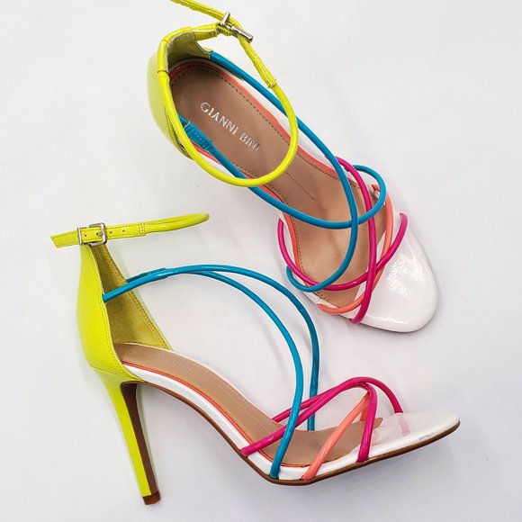 Gianni Bini Shoes - Gianni Bini – Multicolor Neon Patent Heeled Sandals